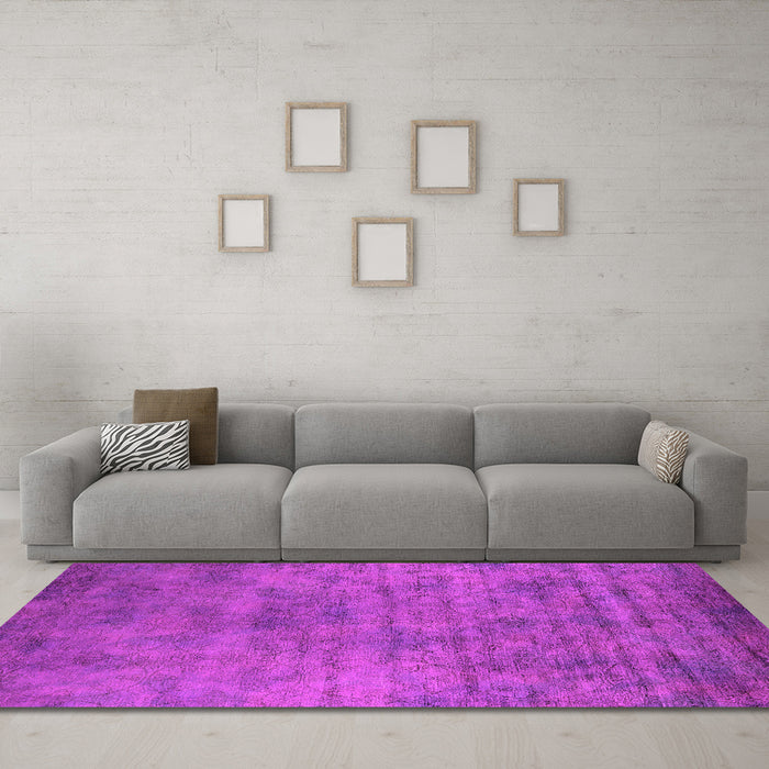 Machine Washable Oriental Pink Industrial Rug in a Living Room, wshurb2719pnk