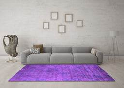 Machine Washable Oriental Purple Industrial Area Rugs in a Living Room, wshurb2719pur