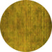 Round Oriental Yellow Industrial Rug, urb2719yw