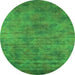 Round Oriental Green Industrial Rug, urb2719grn