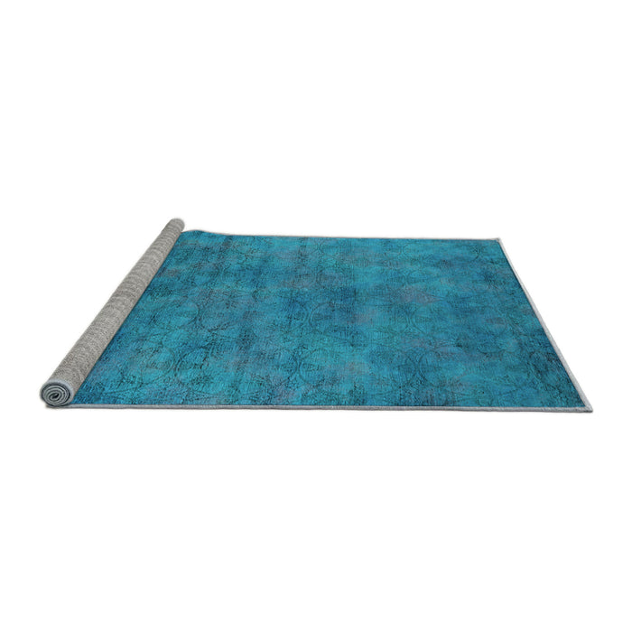 Sideview of Machine Washable Oriental Light Blue Industrial Rug, wshurb2719lblu
