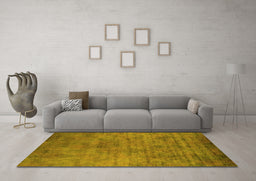 Machine Washable Oriental Yellow Industrial Rug in a Living Room, wshurb2719yw