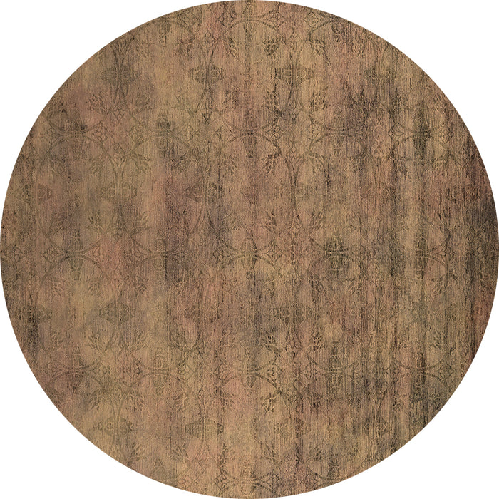 Round Oriental Brown Industrial Rug, urb2719brn