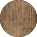 Round Oriental Brown Industrial Rug, urb2719brn