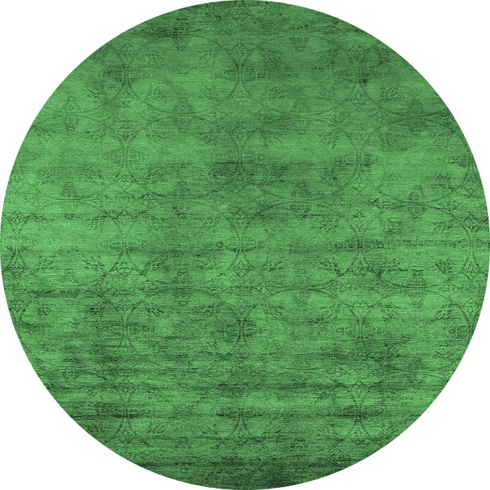 Round Oriental Emerald Green Industrial Rug, urb2719emgrn