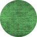 Round Oriental Emerald Green Industrial Rug, urb2719emgrn