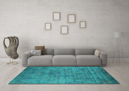 Machine Washable Oriental Turquoise Industrial Area Rugs in a Living Room,, wshurb2719turq