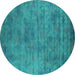 Round Oriental Turquoise Industrial Rug, urb2719turq