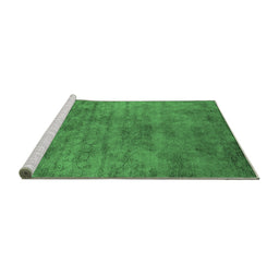 Sideview of Machine Washable Oriental Emerald Green Industrial Area Rugs, wshurb2719emgrn