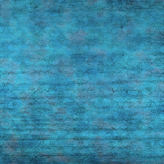 Square Machine Washable Oriental Light Blue Industrial Rug, wshurb2719lblu