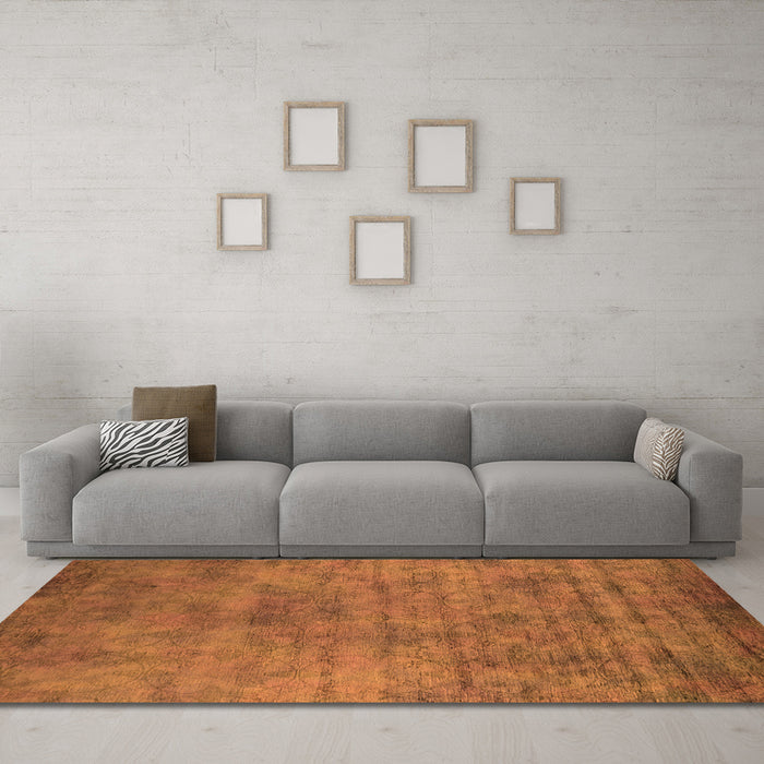 Machine Washable Oriental Orange Industrial Area Rugs in a Living Room, wshurb2719org