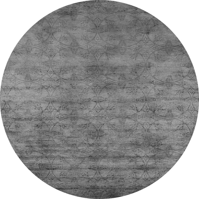 Round Machine Washable Oriental Gray Industrial Rug, wshurb2719gry