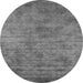 Round Machine Washable Oriental Gray Industrial Rug, wshurb2719gry