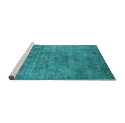 Sideview of Machine Washable Oriental Turquoise Industrial Area Rugs, wshurb2719turq