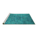 Sideview of Machine Washable Oriental Turquoise Industrial Area Rugs, wshurb2719turq