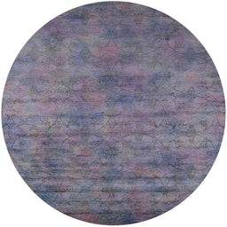 Round Machine Washable Industrial Modern Grape Purple Rug, wshurb2719
