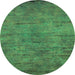 Round Oriental Green Industrial Rug, urb2720grn