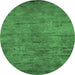 Round Machine Washable Oriental Emerald Green Industrial Area Rugs, wshurb2720emgrn