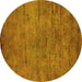 Round Oriental Yellow Industrial Rug, urb2720yw