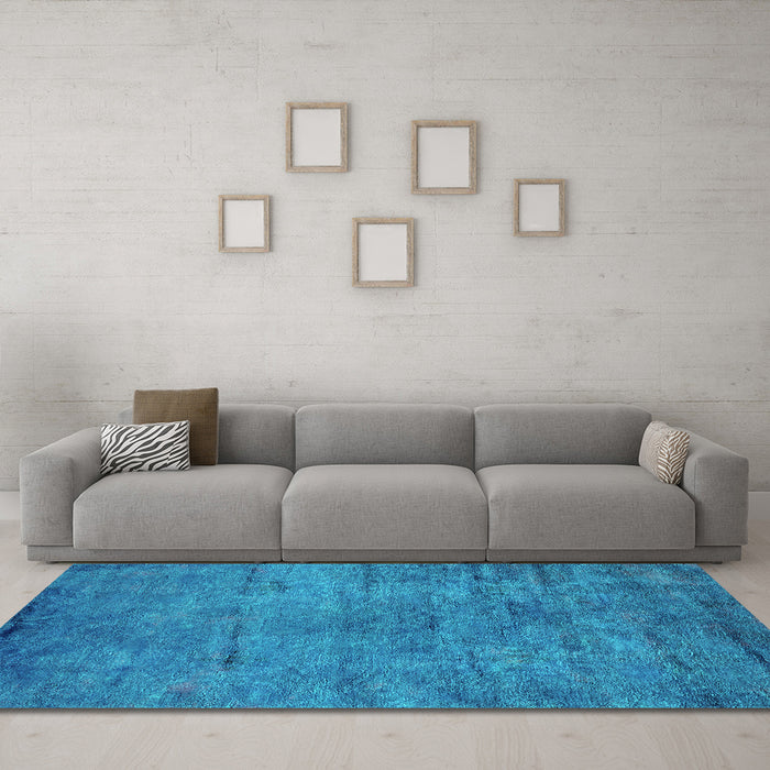 Machine Washable Oriental Turquoise Industrial Area Rugs in a Living Room,, wshurb2720turq