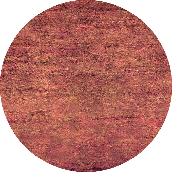 Round Machine Washable Oriental Orange Industrial Area Rugs, wshurb2720org