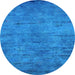 Round Oriental Light Blue Industrial Rug, urb2720lblu