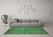 Machine Washable Oriental Green Industrial Area Rugs in a Living Room,, wshurb2720grn