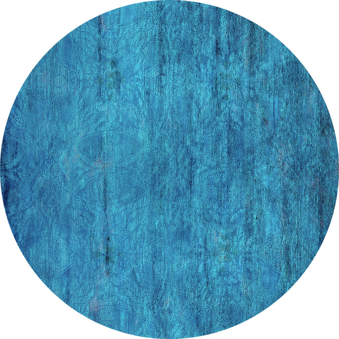 Round Oriental Turquoise Industrial Rug, urb2720turq