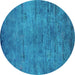 Round Oriental Turquoise Industrial Rug, urb2720turq