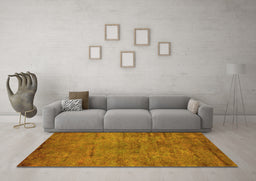 Machine Washable Oriental Yellow Industrial Rug in a Living Room, wshurb2720yw