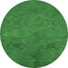 Round Oriental Emerald Green Industrial Rug, urb2721emgrn