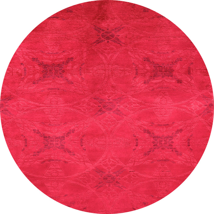 Round Machine Washable Oriental Orange Industrial Area Rugs, wshurb2721org