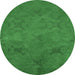 Round Machine Washable Oriental Emerald Green Industrial Area Rugs, wshurb2721emgrn