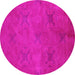 Round Oriental Pink Industrial Rug, urb2721pnk