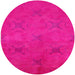 Round Machine Washable Industrial Modern Pastel Purple Pink Rug, wshurb2721