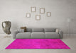 Machine Washable Oriental Pink Industrial Rug in a Living Room, wshurb2721pnk