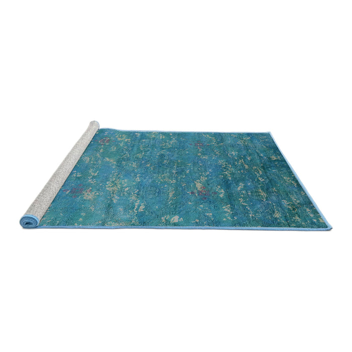 Sideview of Machine Washable Industrial Modern Blue Rug, wshurb2722