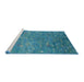 Sideview of Machine Washable Industrial Modern Blue Rug, wshurb2722