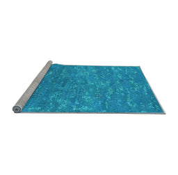 Sideview of Machine Washable Oriental Light Blue Industrial Rug, wshurb2722lblu