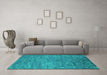 Machine Washable Oriental Turquoise Industrial Area Rugs in a Living Room,, wshurb2722turq