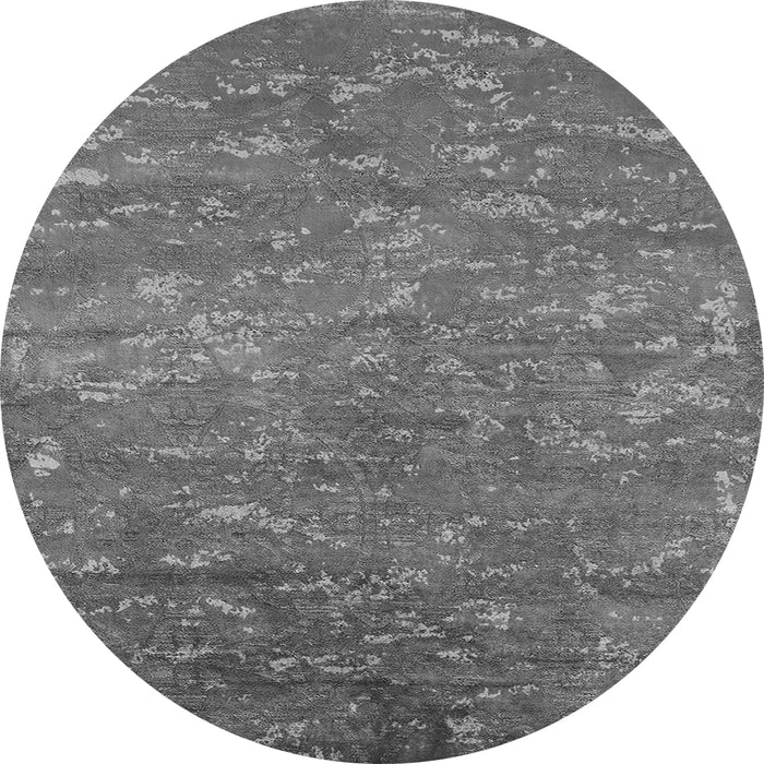 Round Machine Washable Oriental Gray Industrial Rug, wshurb2722gry