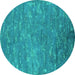 Round Oriental Turquoise Industrial Rug, urb2722turq