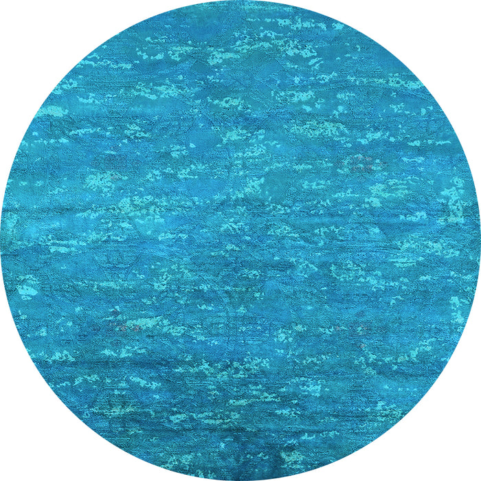 Round Machine Washable Oriental Light Blue Industrial Rug, wshurb2722lblu