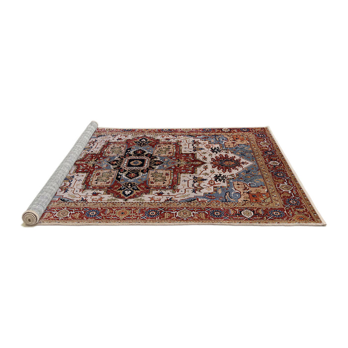 Sideview of Machine Washable Industrial Modern Light French Beige Brown Rug, wshurb2723