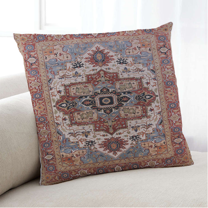 Lifestyle Image of Mid-Century Modern Urban Square Light French Beige Brown Throw Pillow, 18 inch by 18 inch, pwurb2723