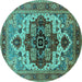 Round Oriental Turquoise Industrial Rug, urb2723turq