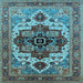 Square Machine Washable Oriental Light Blue Industrial Rug, wshurb2723lblu