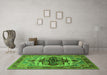 Machine Washable Oriental Green Industrial Area Rugs in a Living Room,, wshurb2723grn