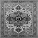 Square Machine Washable Oriental Gray Industrial Rug, wshurb2723gry