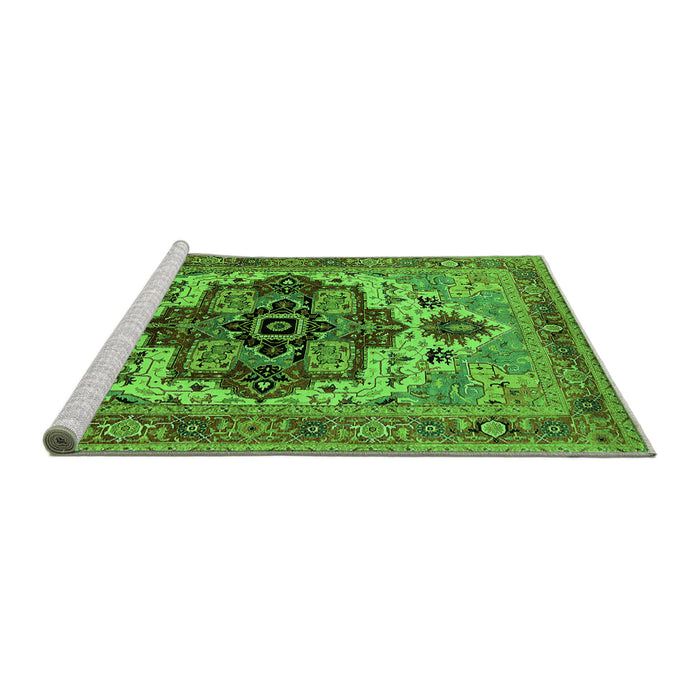 Sideview of Machine Washable Oriental Green Industrial Area Rugs, wshurb2723grn